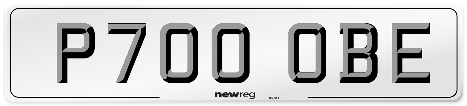 P700 OBE Number Plate from New Reg